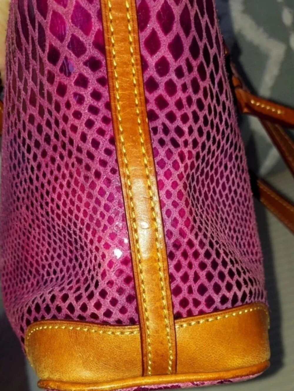 Dooney & Bourke CHARLESTON Purple and Tan Tote Bag